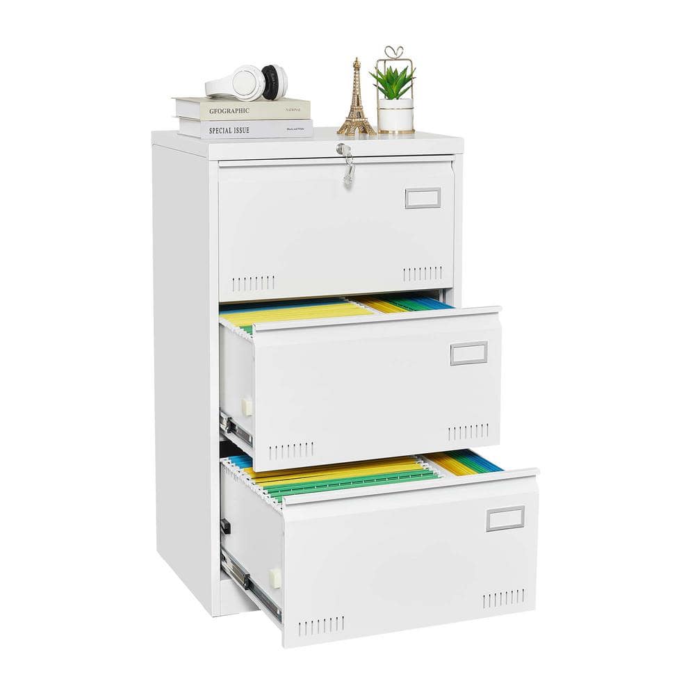 Unbranded 23.6 in. W 17.7 in. D 40.4 in. H Linen Cabinet Metal Lateral File Cabinet with Lock for Home Office