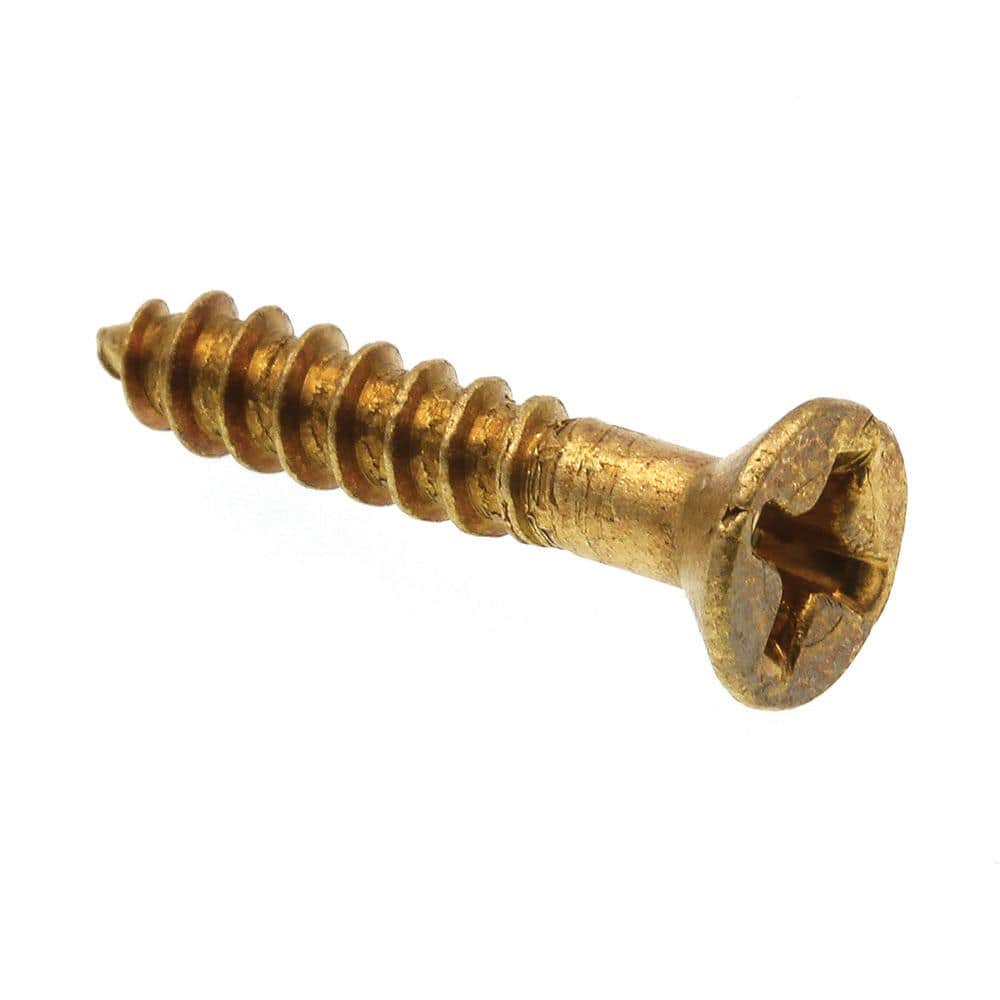 Prime-Line #6 x 3/4 in. Solid Brass Phillips Drive Flat Head Wood Screws (25-Pack) (1)