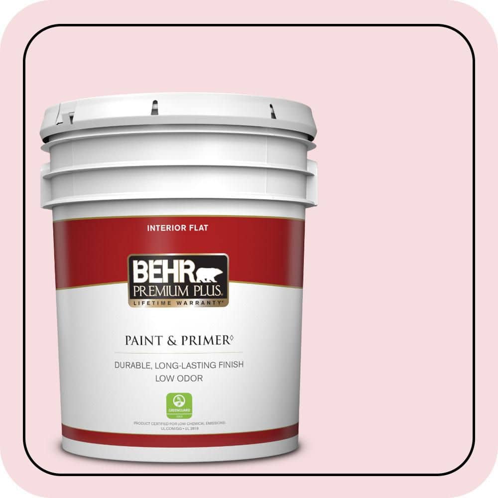 BEHR PREMIUM PLUS 5 gal. #P150-1 Blowing Kisses Flat Low Odor Interior Paint & Primer