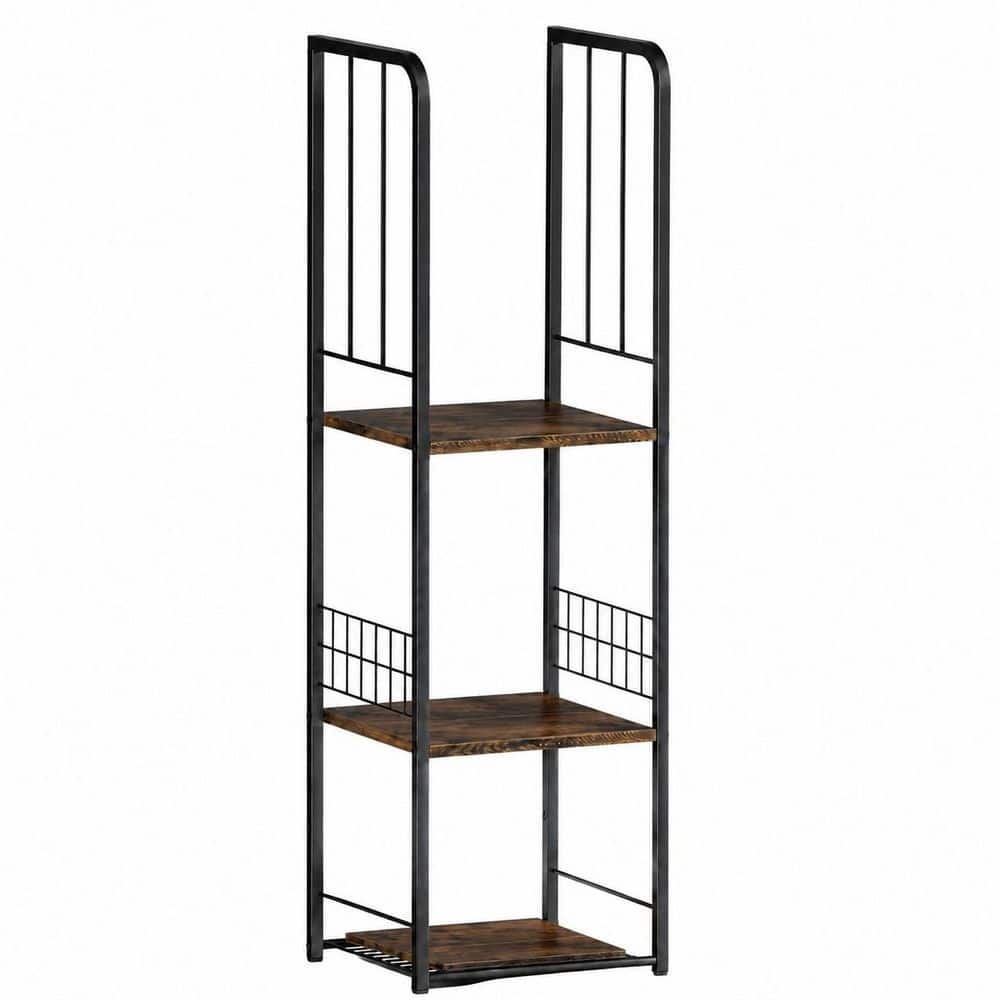 Anqtovp 3-Tier Towel Rack in Brown for Bathroom Storage Freestanding Bath Accessory with Modern Rustic Finish (1)