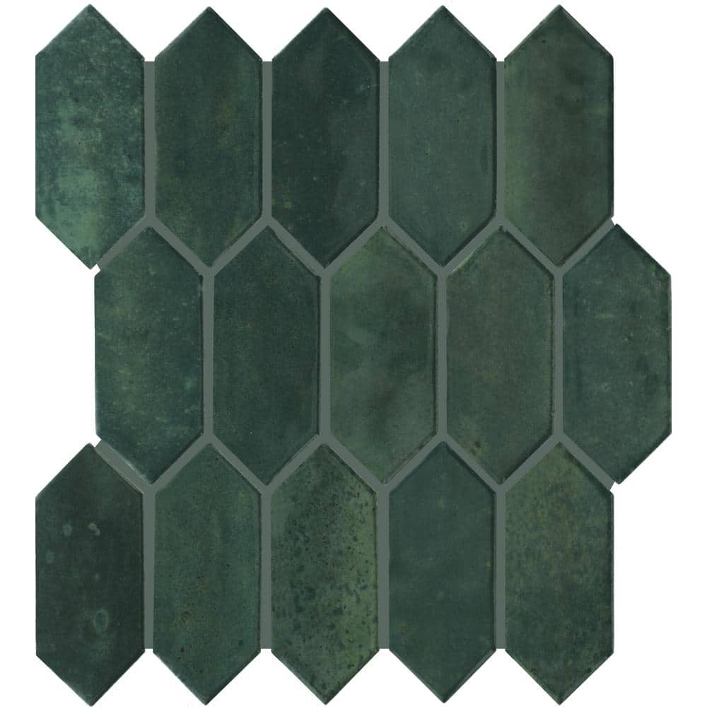 Daltile Cremini Shore Sea Green 11 in. x 12 in. Glossy Ceramic Picket Mosaic Tile (0.73 sq. ft./Each) (1)