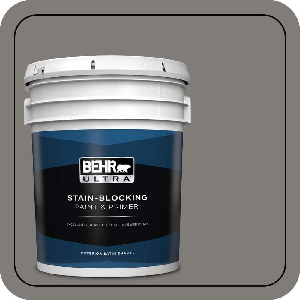 BEHR ULTRA 5 gal. #PPU24-21 Greyhound Satin Enamel Exterior Paint & Primer