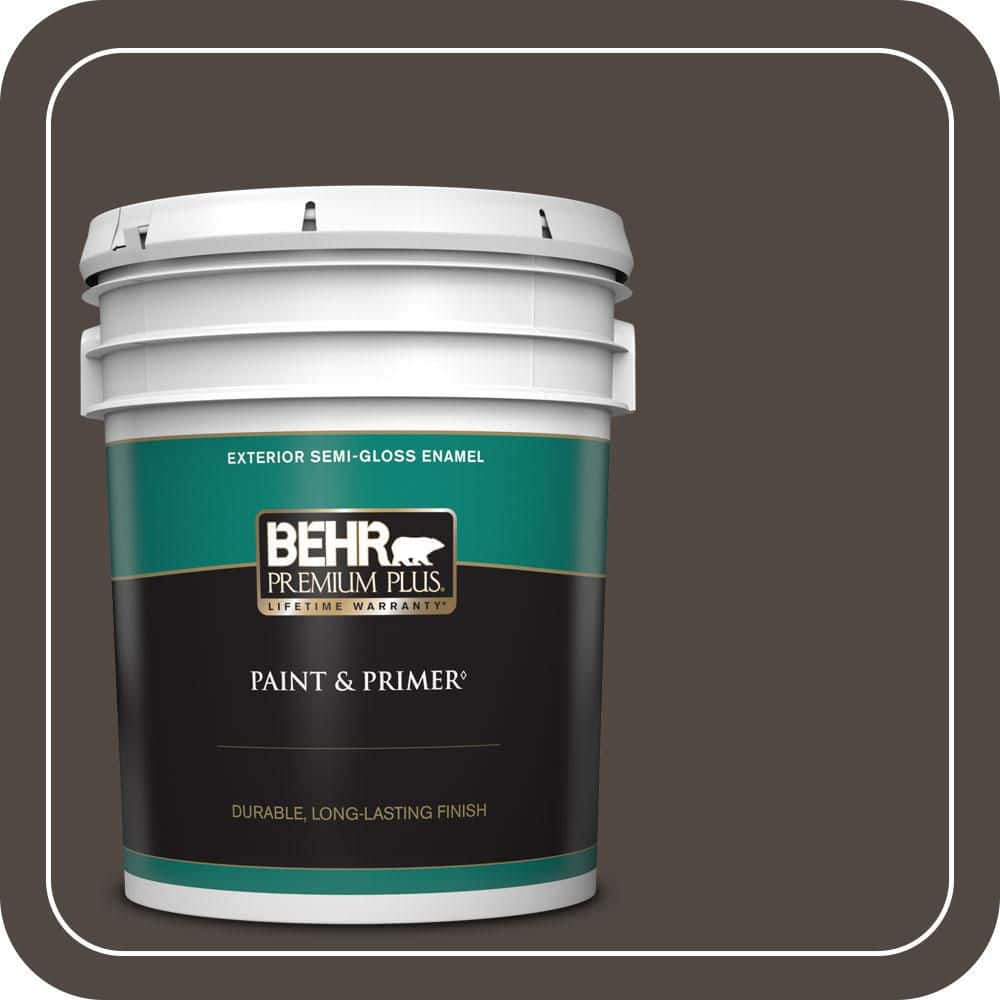 BEHR PREMIUM PLUS 5 gal. #T12-13 Tribal Drum Semi-Gloss Enamel Exterior Paint & Primer