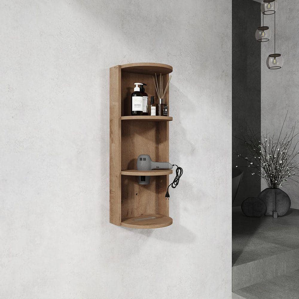 UPIKER Modern 11.81 in. W x 8.69 in. D x 29.5 in. H Bathroom Storage Wall Cabinet in Imitative Oak (2)