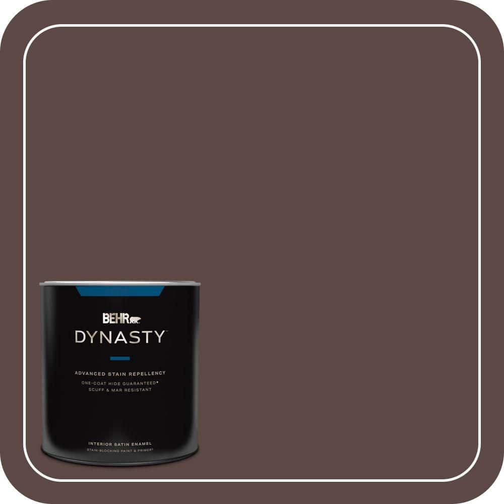 BEHR DYNASTY 1 qt. #MQ1-58 Chocolate Soul One-Coat Hide Satin Enamel Interior Stain-Blocking Paint and Primer