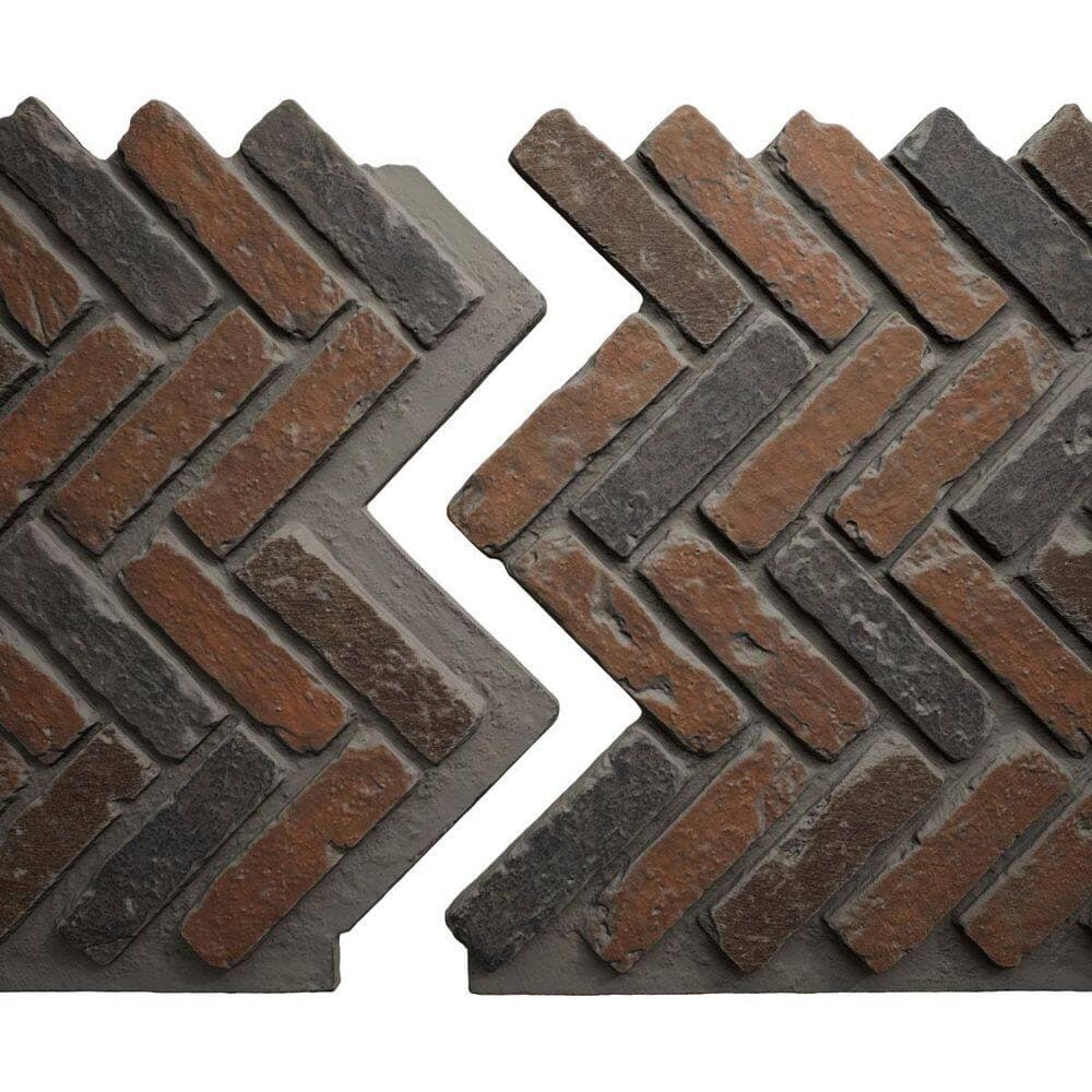Ekena Millwork EverStone Herringbone Faux Brick Panel, 46 1/2"W x 25 1/4"H x 1"D, Clay Creek Color (1)