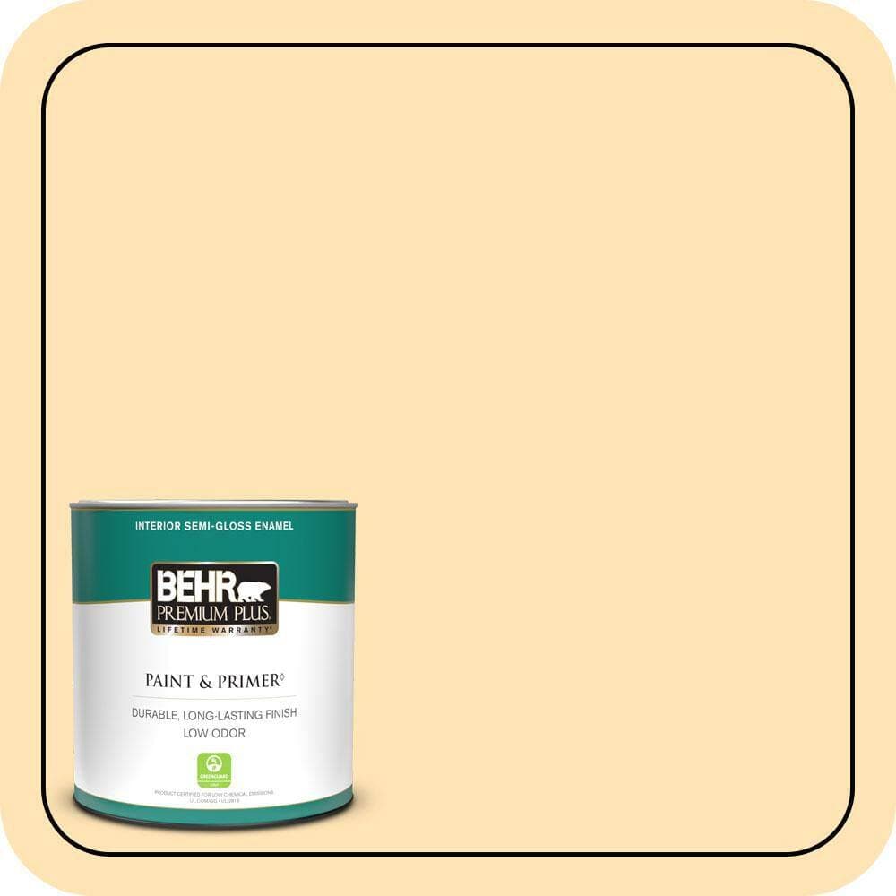 BEHR PREMIUM PLUS 1 qt. #P250-2 Golden Nectar Semi-Gloss Enamel Low Odor Interior Paint & Primer
