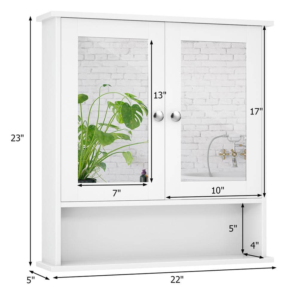 WELLFOR 22 in. W x 5 in. D x 23 in. H Bathroom Storage Wall Cabinet in White (2)