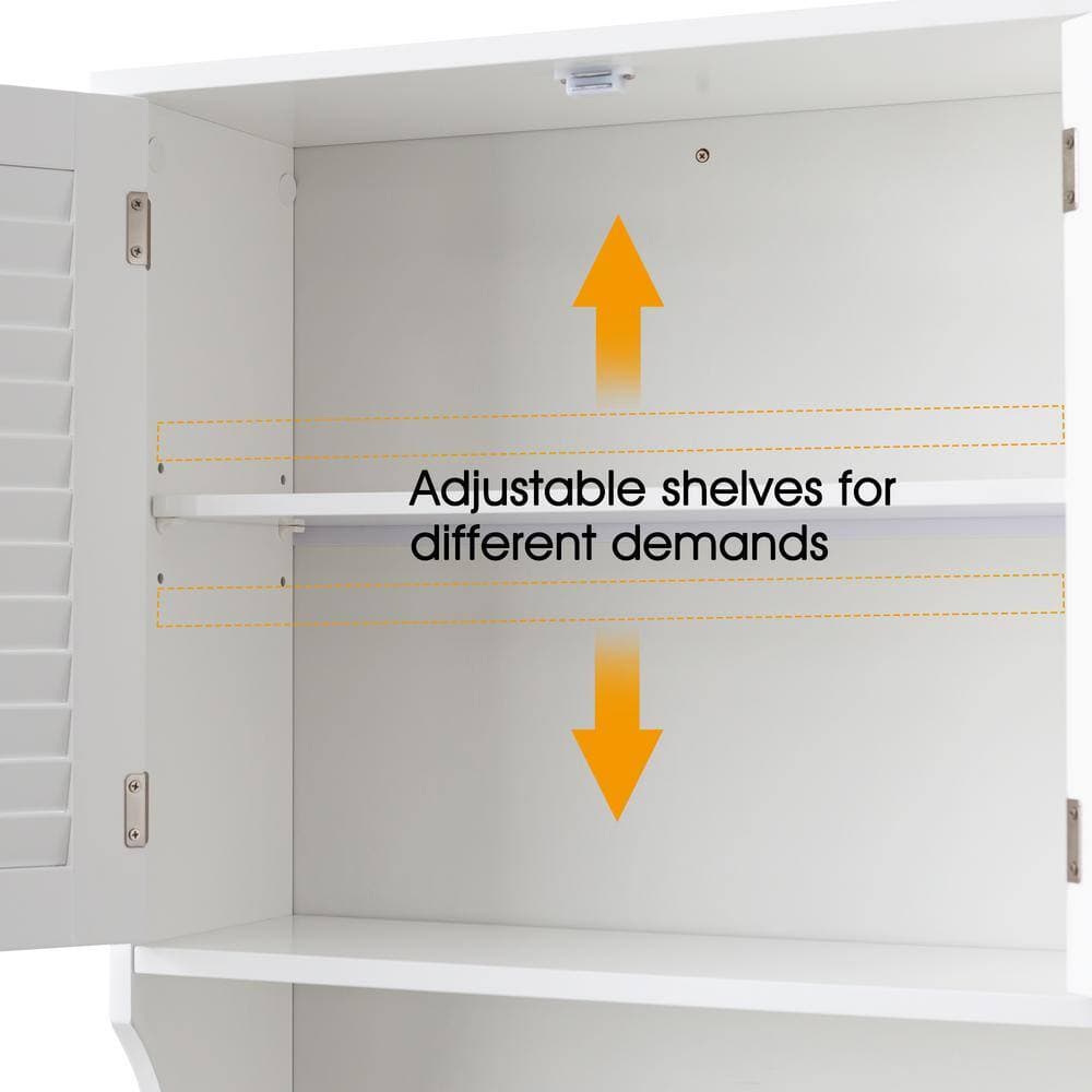 Amucolo 23.6 in. W x 67 in. H x 8.7 in. D White Over The Toilet Storage with Adjustable Shelf and Doors (3)