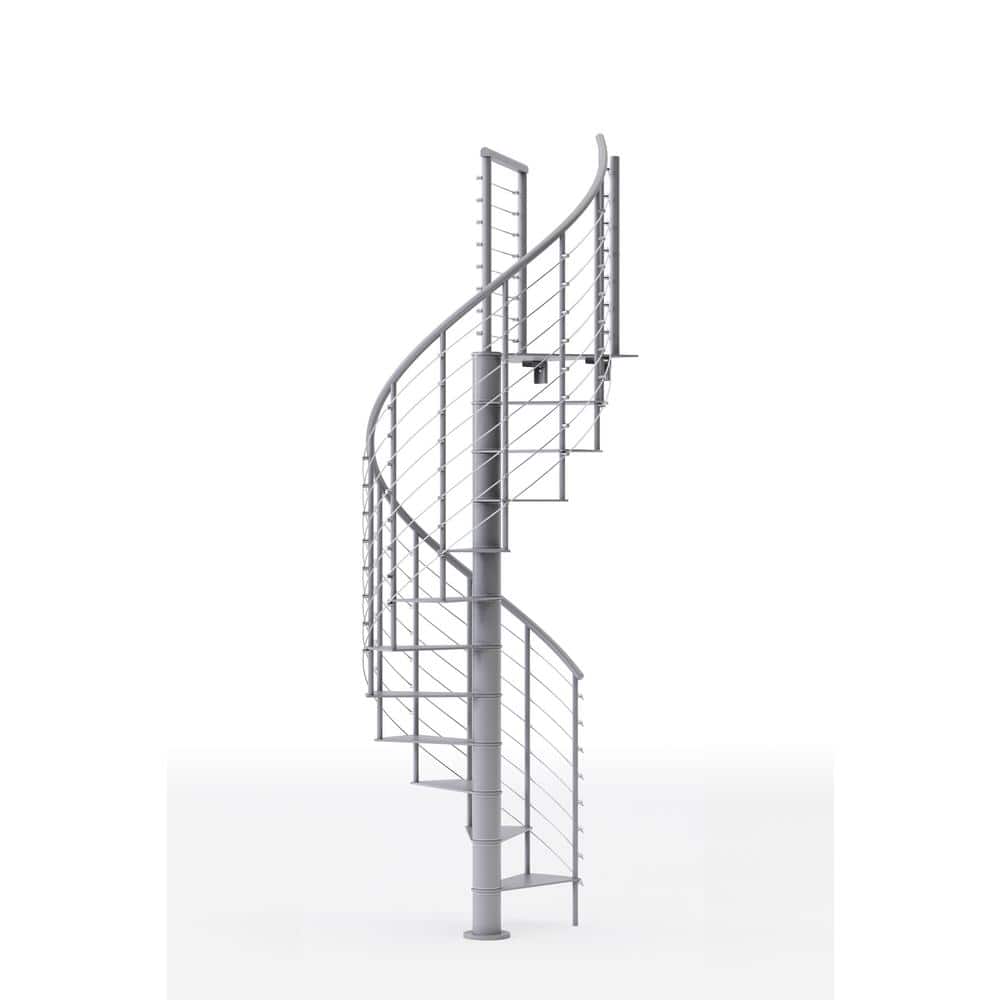 Mylen STAIRS Hayden Gray Interior 42in Diameter, Fits Height 110.5in - 123.5in, 1 36in Tall Platform Rail Spiral Staircase Kit (1)
