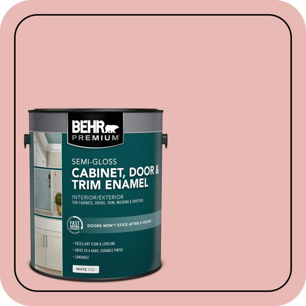 BEHR PREMIUM 1 gal. #MQ4-04 Noble Blush Semi-Gloss Enamel Interior/Exterior Cabinet, Door & Trim Paint (1)
