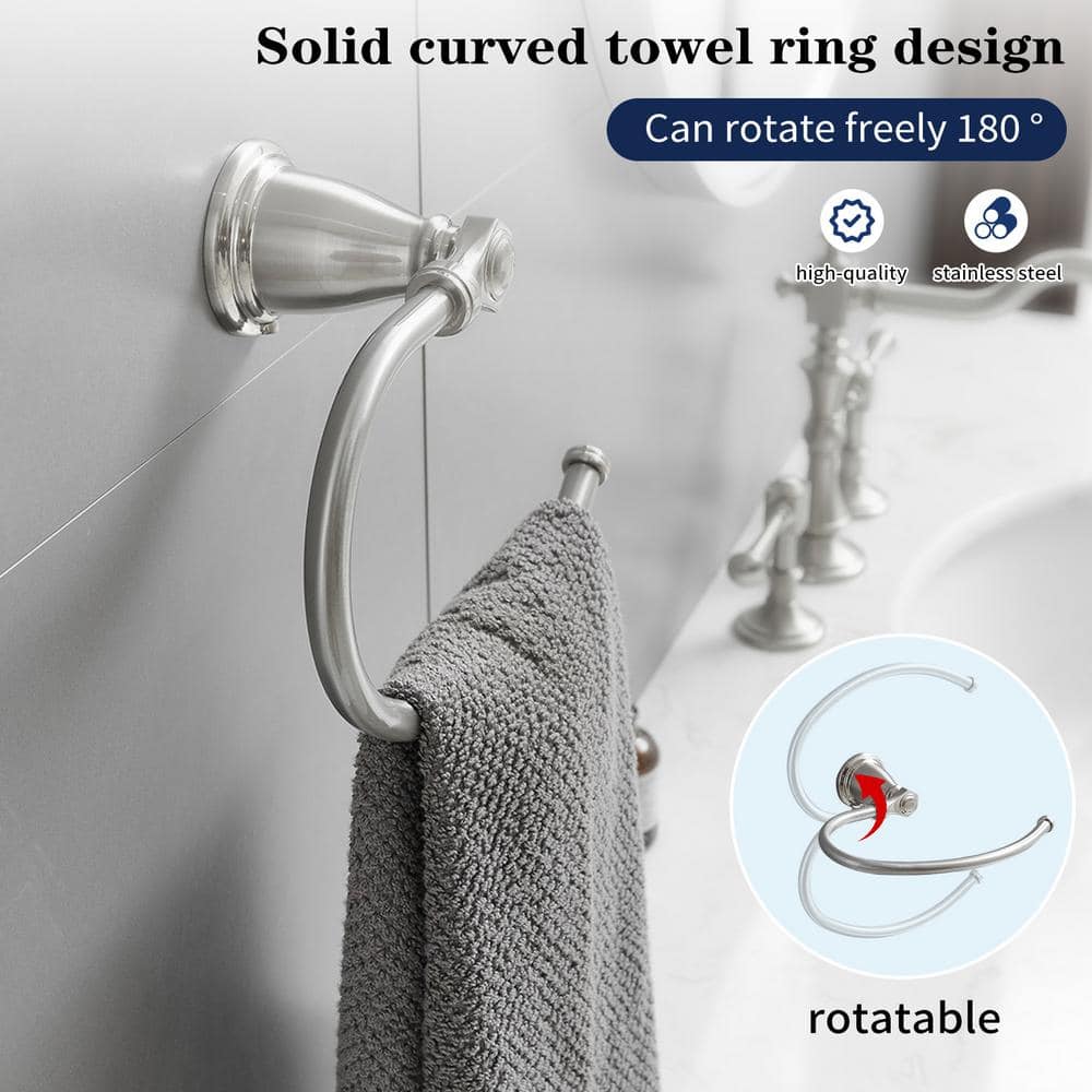 BWE 4-Piece Bath Hardware Set with Towel Bar Hand Towel Holder Toilet Paper Holder Towel Hook (4)