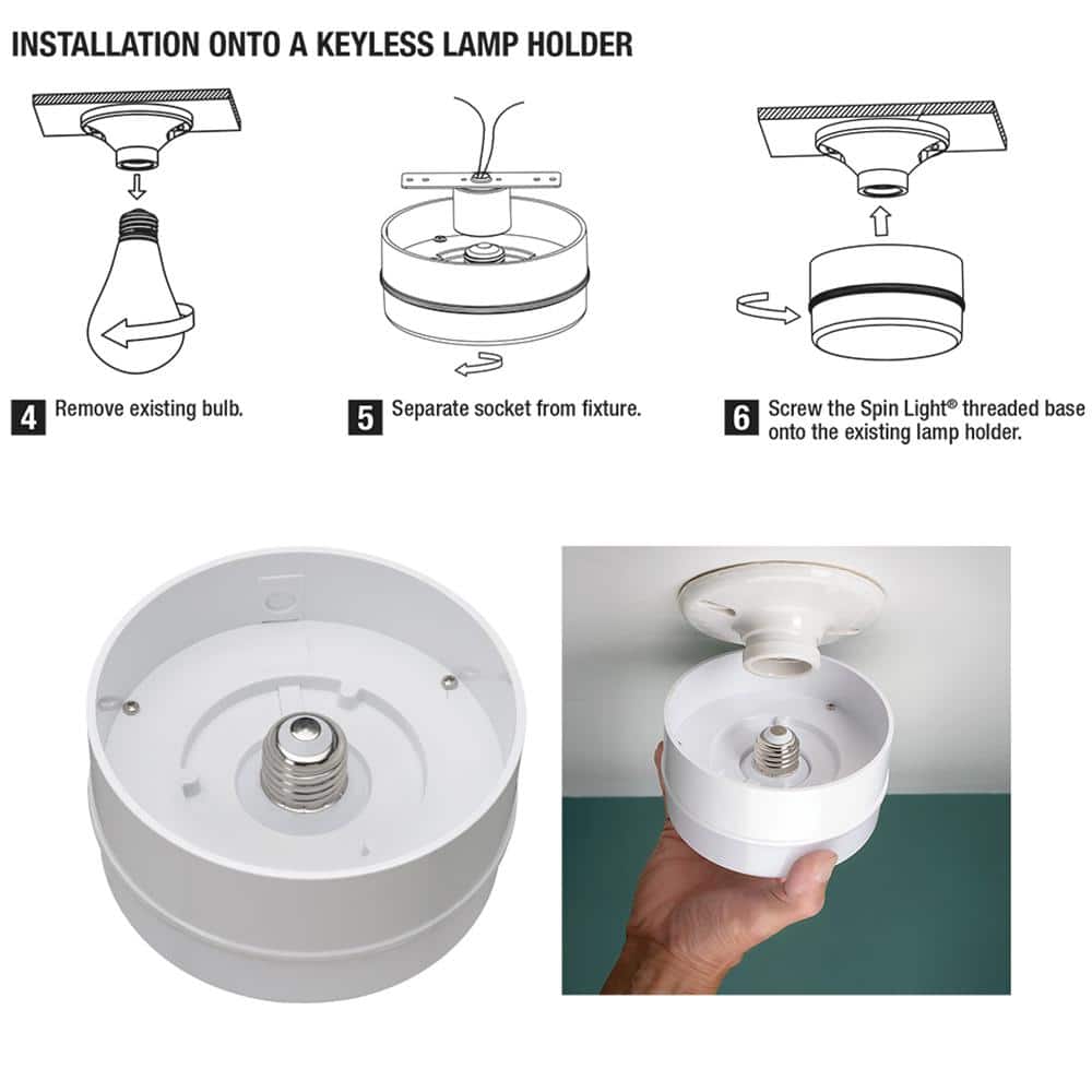 Commercial Electric Spin Light 5 in. White LED Flush Mount Ceiling Light 600 Lumens 4000K Bright White Closet Basement Utility (2 Pack) (4)