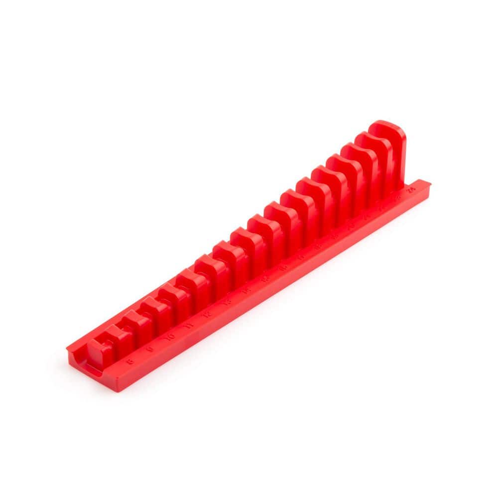 TEKTON 17-Tool 3/8 in. Drive Crowfoot Wrench Organizer Rack, Red (8 mm to 24 mm) (1)