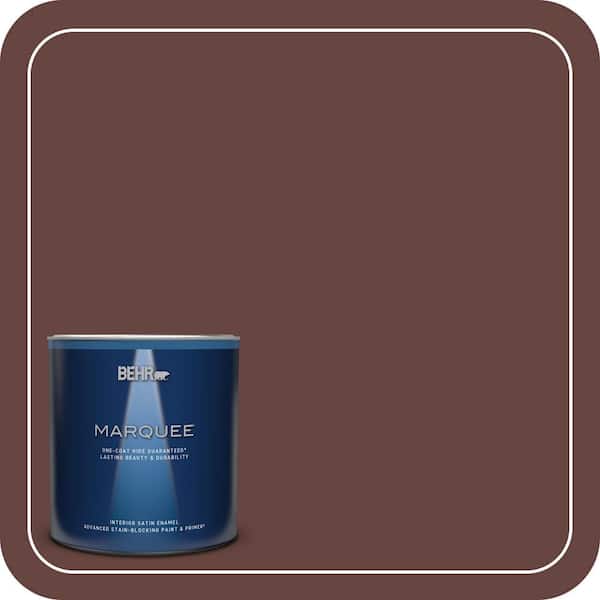 BEHR MARQUEE 1 qt. #S-G-730 Tawny Port Satin Enamel Interior Paint & Primer (2)