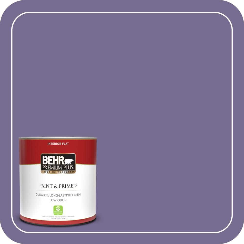 BEHR PREMIUM PLUS 1 qt. #650D-6 Purple Silhouette Flat Low Odor Interior Paint & Primer
