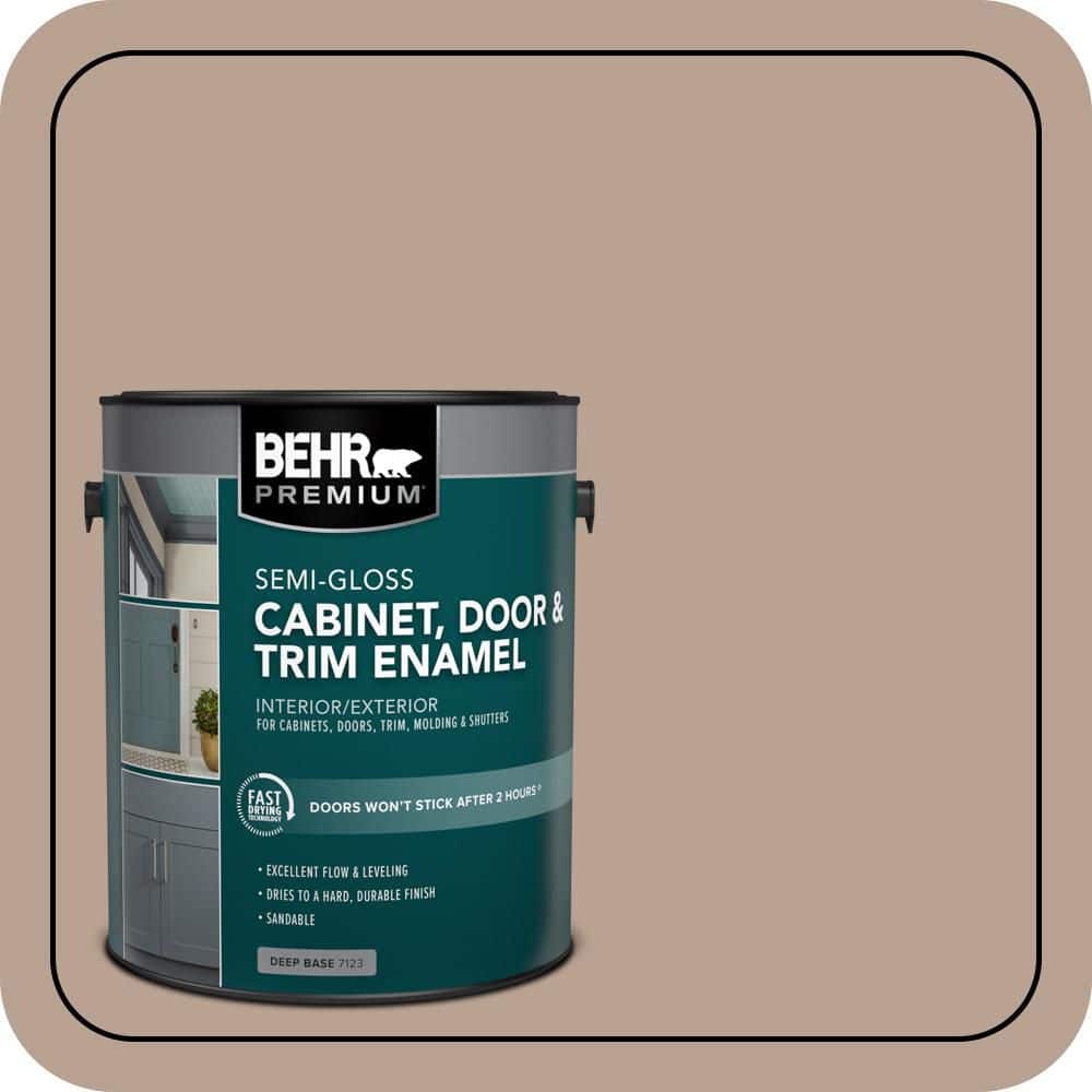 BEHR PREMIUM 1 gal. #AE-3 Earthy Tan Semi-Gloss Enamel Interior/Exterior Cabinet, Door & Trim Paint