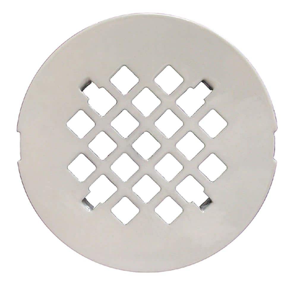 JONES STEPHENS 4-1/4 in. Round Replacement Snap-In Strainer in White for No Caulk Fiberglass Shower Stall Drains (1)