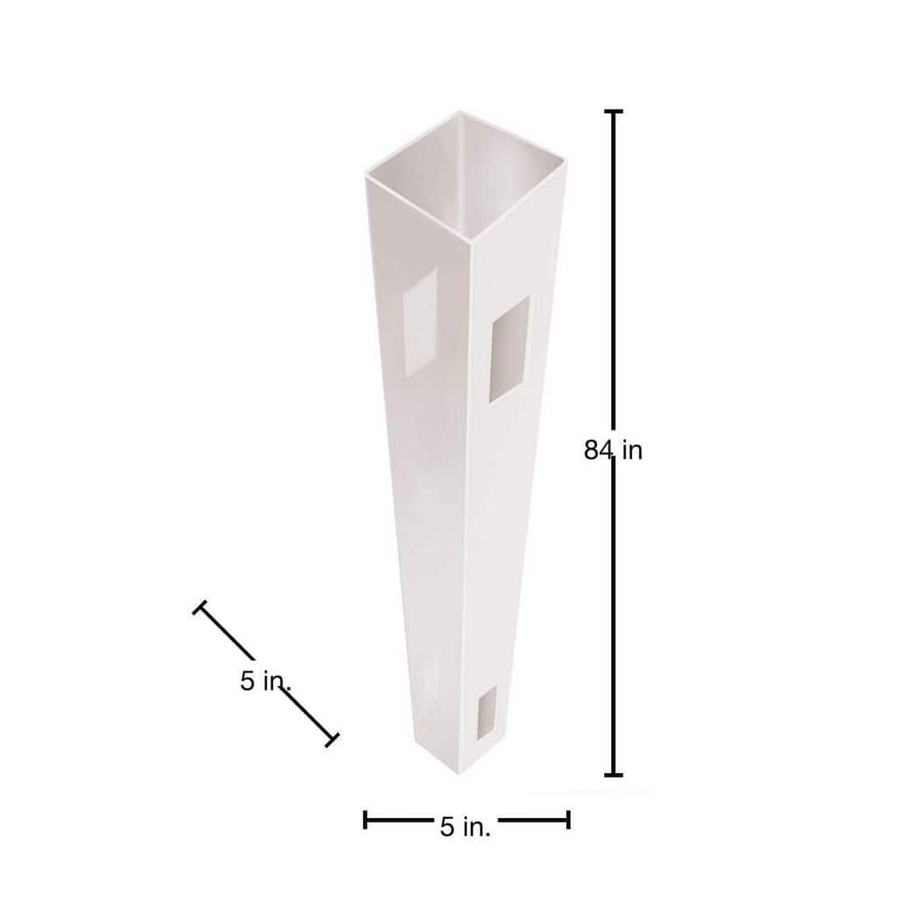 Barrette Outdoor Living 5 in. x 5 in. x 7 ft. White Vinyl Fence Line Post (B) (2)