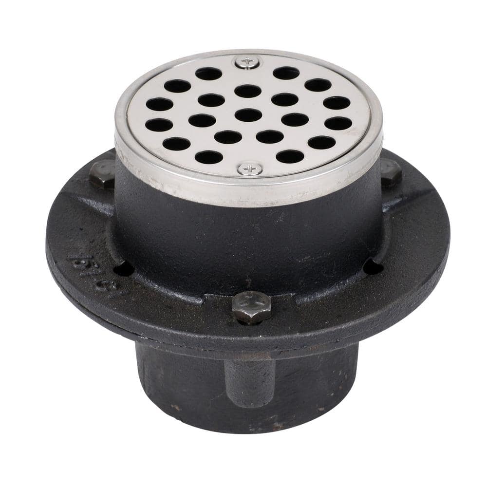 Oatey ABS No-Caulk Shower Drain with Cast Iron Top and Round 3-1/4 in. Stainless Steel Strainer (1)