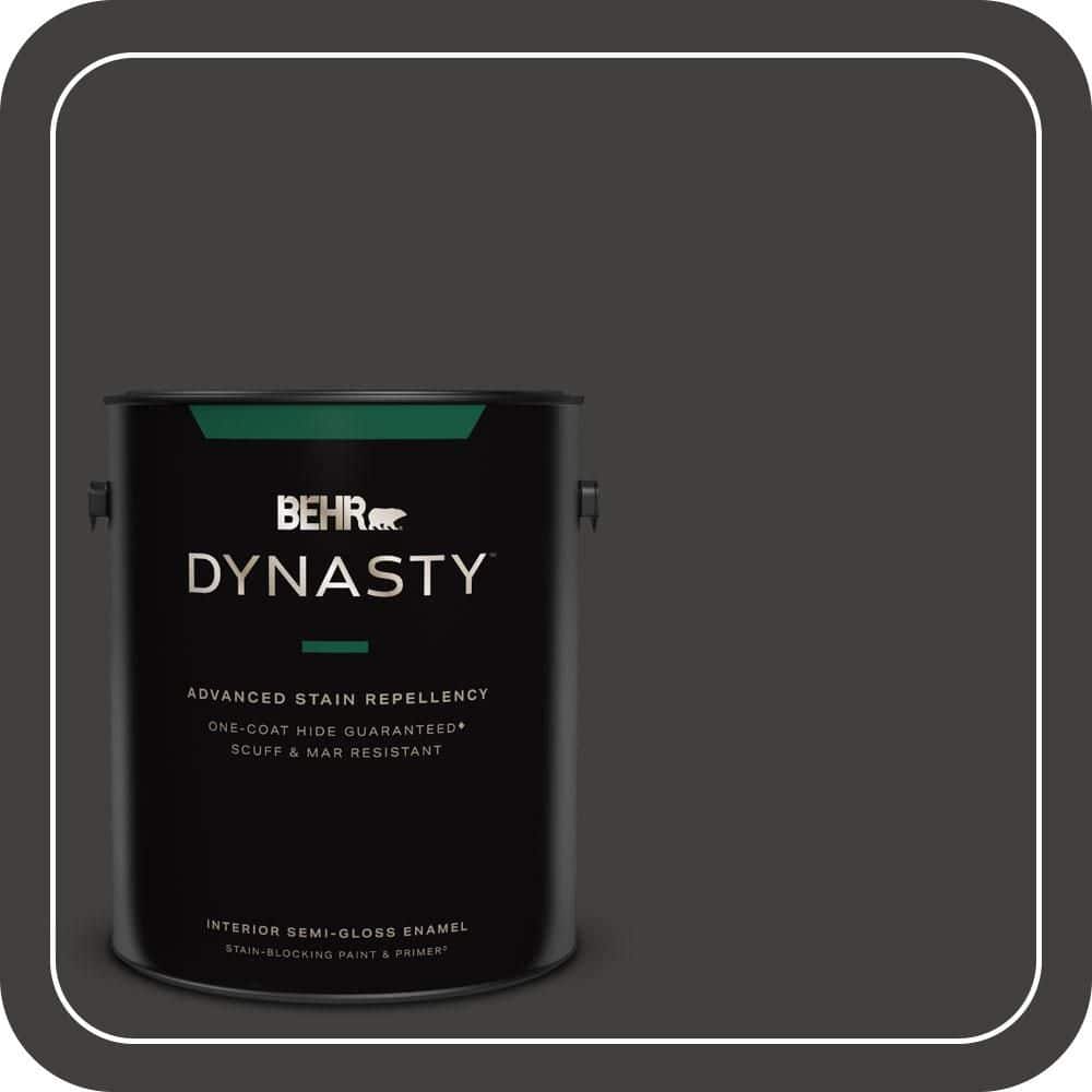 BEHR DYNASTY 1 gal. #N510-7 Blackout One-Coat Hide Semi-Gloss Enamel Interior Stain-Blocking Paint & Primer