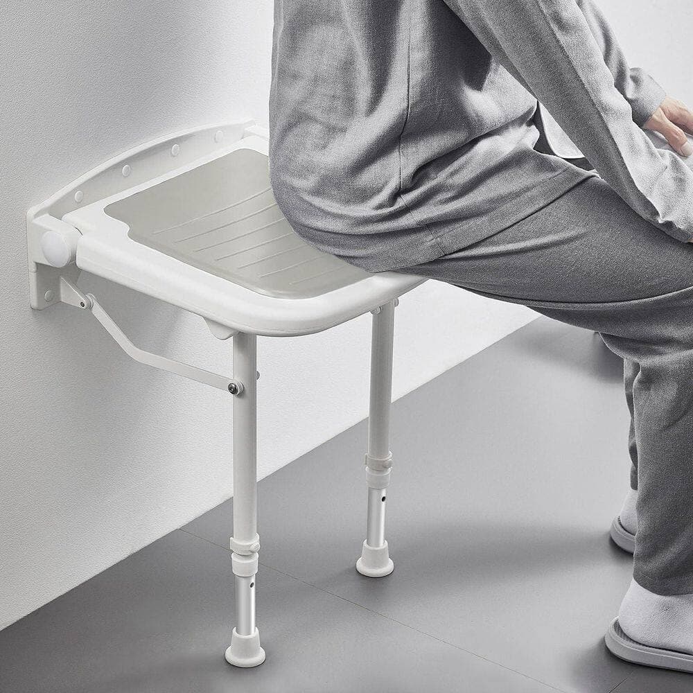 Wudkey 16 in. W Wall Mounted HDPE Shower Seats, Adjustable Height Fold Down Shower Seat for Elderly (2)