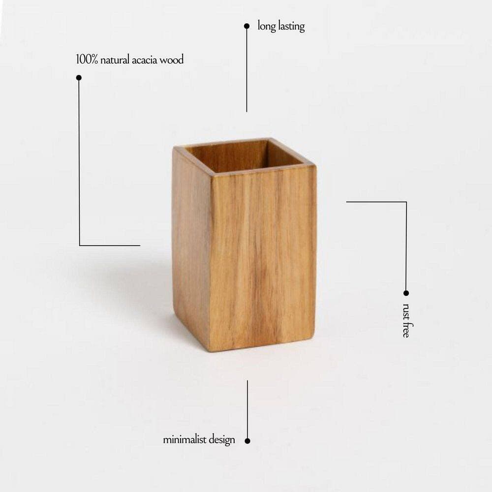 EVIDECO French home goods Acacia Bath Tumbler Cup/Toothbrush Holder in Wood Brown (2)