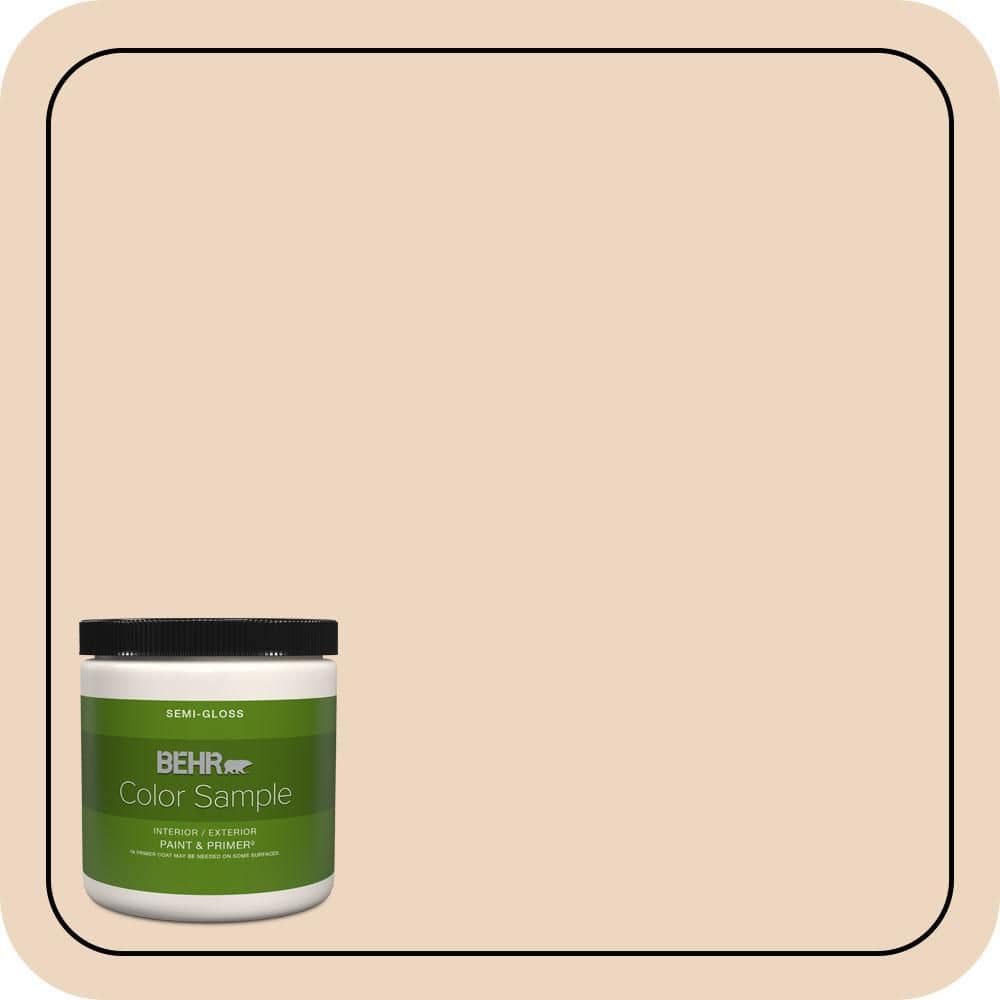 BEHR PREMIUM PLUS 8 oz. #PPU4-10A Sandy Beige Semi-Gloss Enamel Interior/Exterior Paint and Primer Color Sample