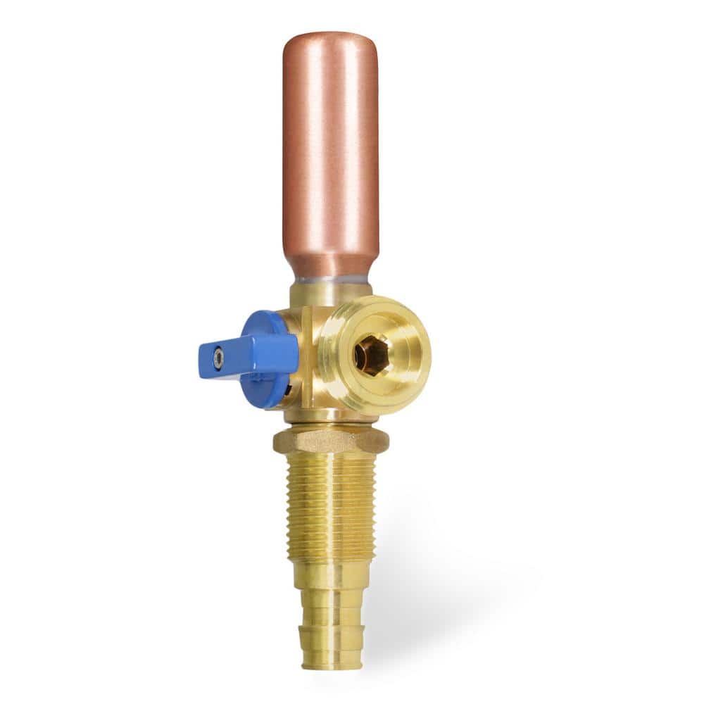 PLUMBFLEX 1/2 in. PEX A x 3/4 in. MHT Brass Washing Machine Replacement Valve with Hammer Arrestor Blue- for Cold Water Supply (1)