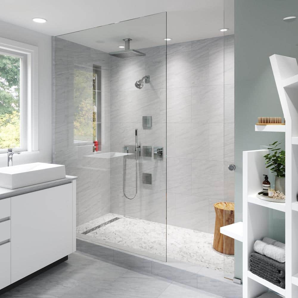 B&K 24-in Polished Chrome Linear Shower Drain with Offset Pattern Grate (3)