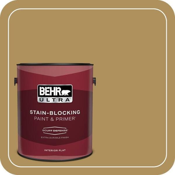 BEHR ULTRA 1 gal. #S310-5 Brazilian Citrine Extra Durable Flat Interior Paint & Primer (2)