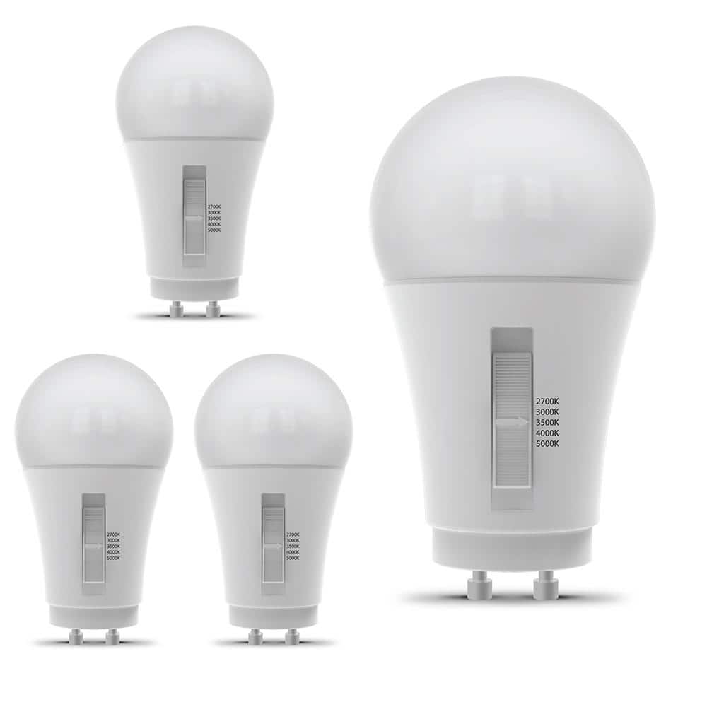 Feit Electric 100-Watt Equivalent A19 Dimmable 90 CRI GU24 Base LED Light Bulb, Selectable White 2700K/3000K/3500K/4000K/5000K(4-Pack) (2)