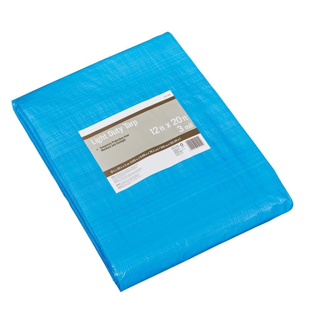 PRIVATE BRAND UNBRANDED Light Duty 3mil Thickness 12 ft. W x 20 ft. L Blue General Purpose Tarp