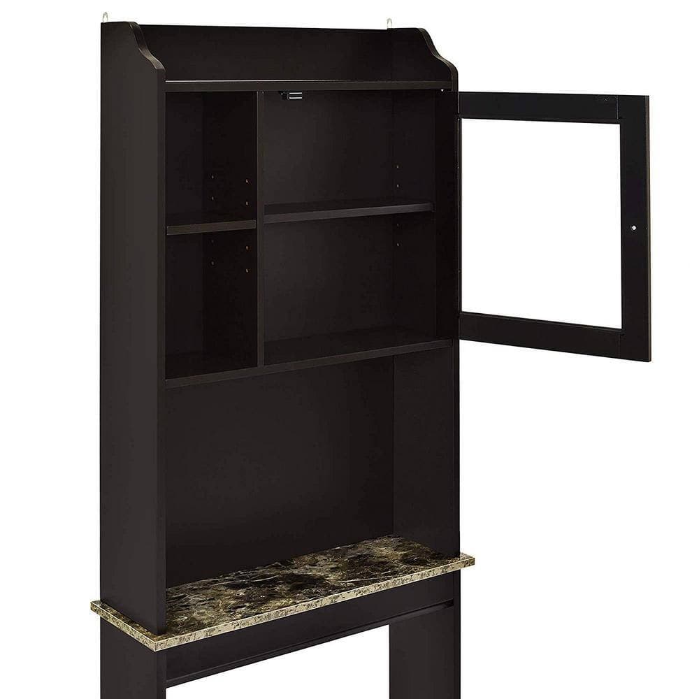 Tileon 23.22 in. W x 68.1 in. H x 7.5 in. D Brown MDF Free Standing Over-the-Toilet Storage 3 Shelves for Bathroom Gadgets (2)