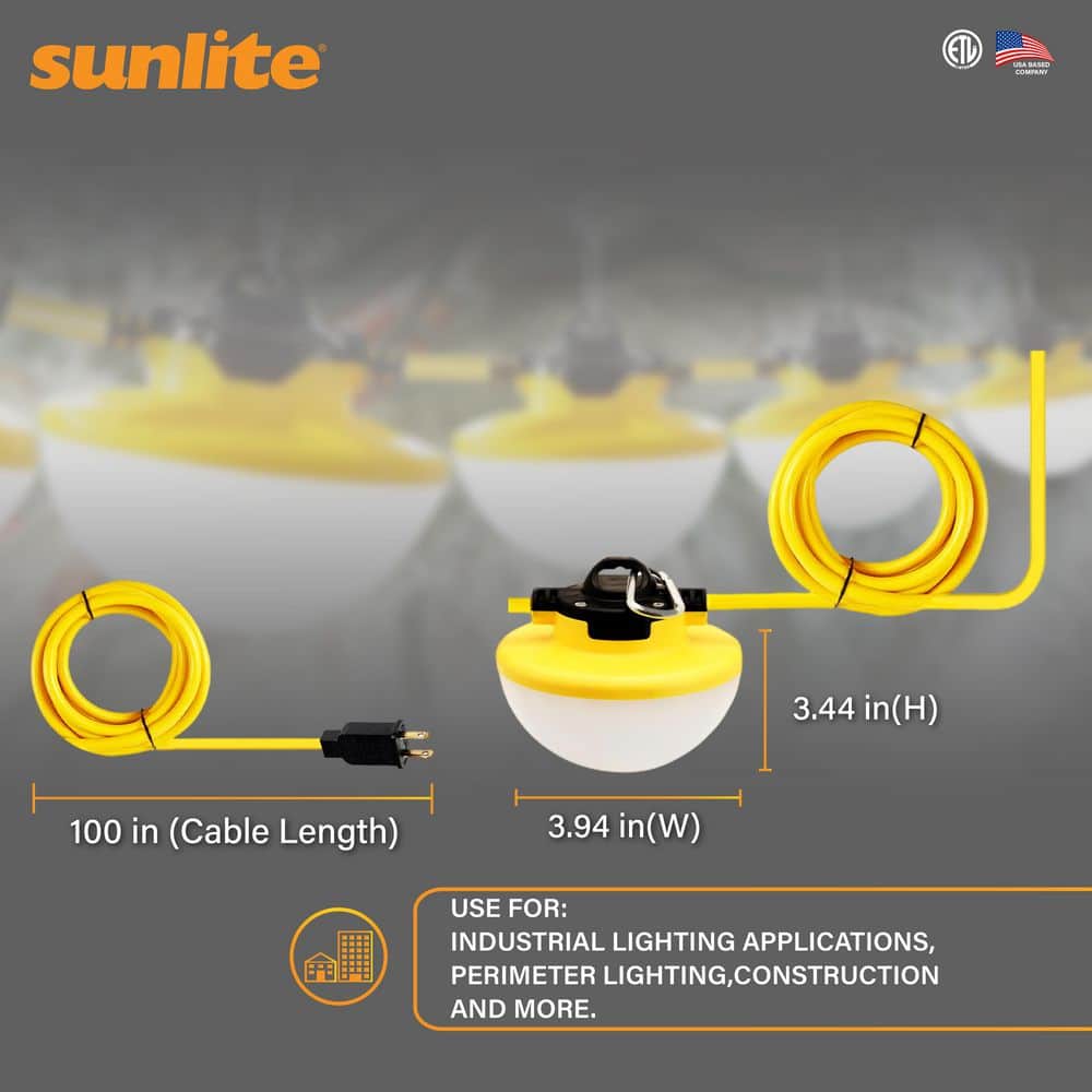 Sunlite 100 ft. 120V 10-Light 1680 Lumens Per Light Integrated LED Corded Outdoor String Light Commercial Residential Job Site (2)