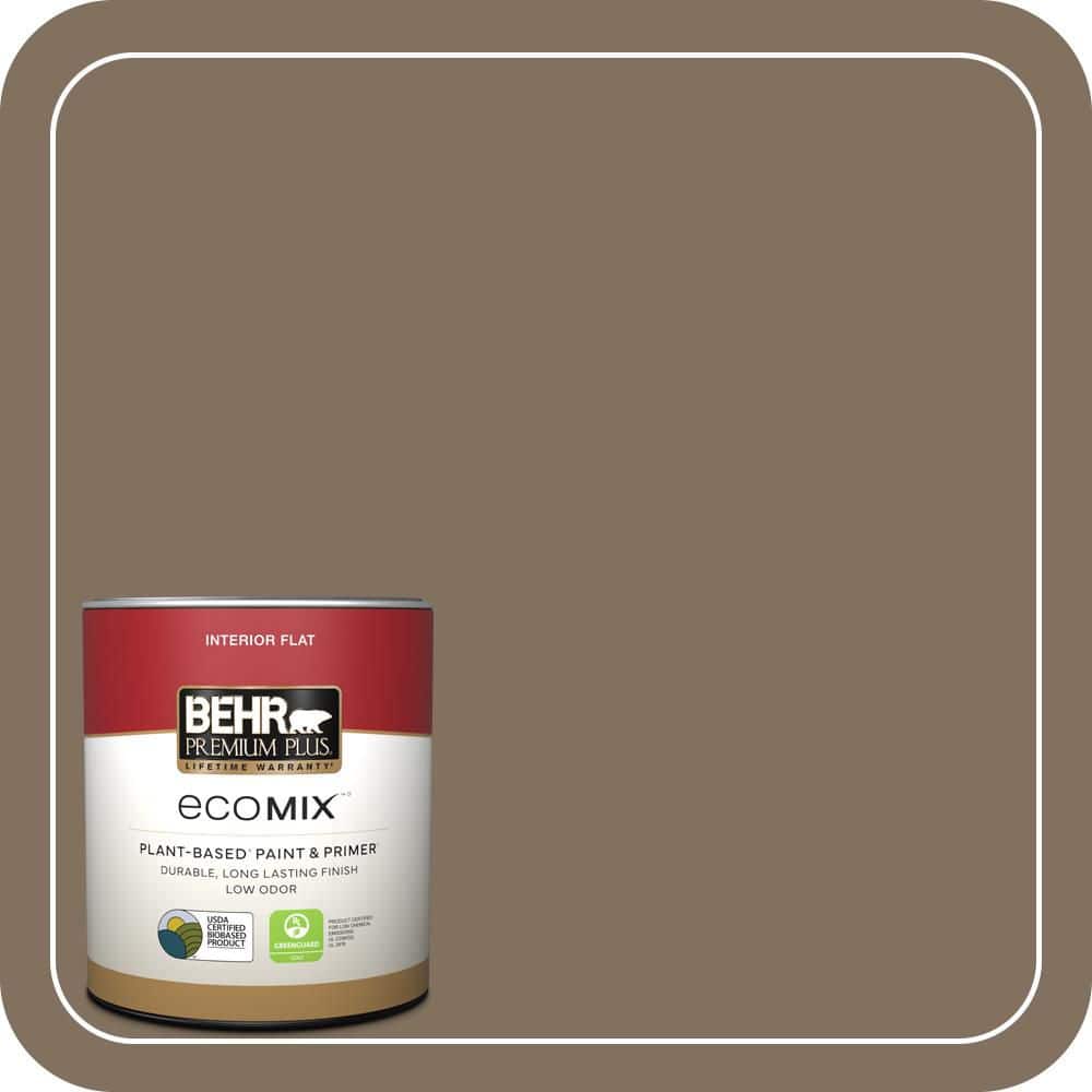 BEHR PREMIUM PLUS 1 qt. #PPU5-04 Mocha Latte Flat EcoMix Plant-Based Interior Paint & Primer (1)