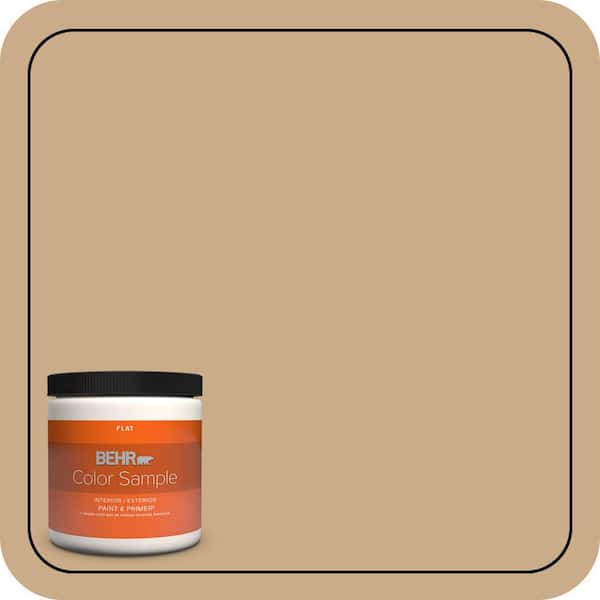 BEHR PREMIUM PLUS 8 oz. #N280-4 Perfect Tan Flat Interior/Exterior Paint & Primer Color Sample (2)