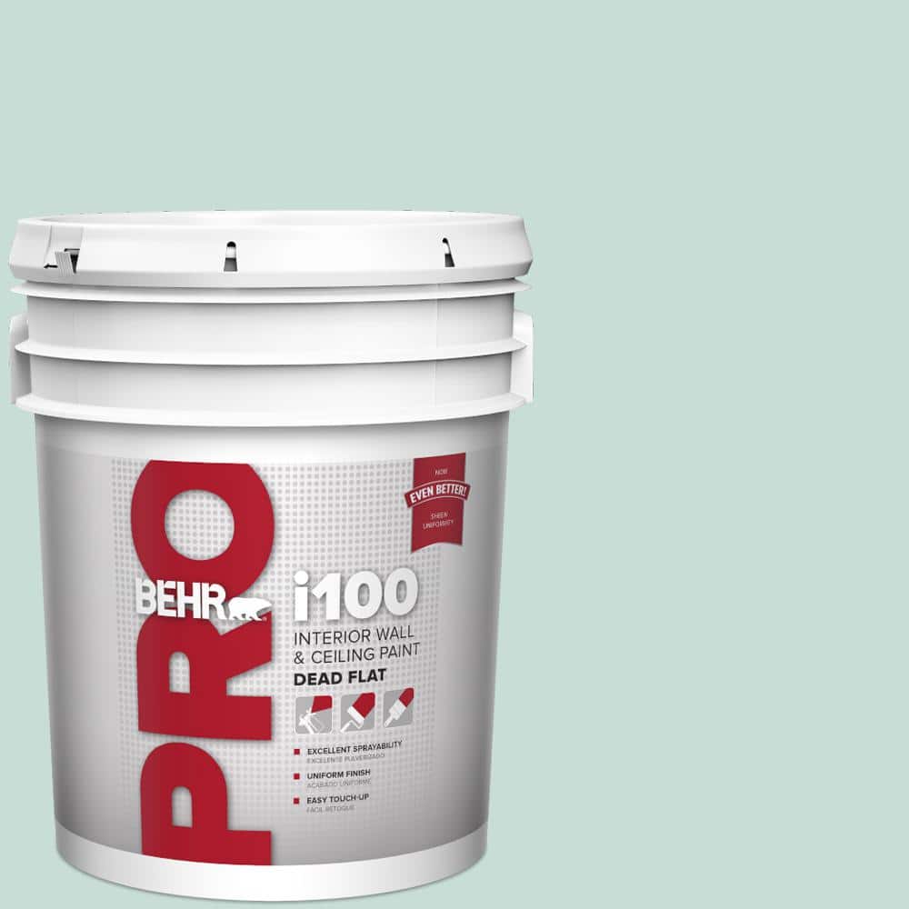 BEHR PRO 5 gal. #MQ3-20 Whipped Mint Dead Flat Interior Paint (1)