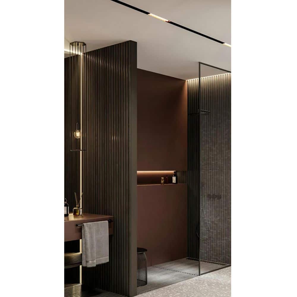 Ejoy 106 in. x 6 in x 0.5 in. Solid Wood Wall 7 Grid Cladding Siding Board in Driftwood Color (Set of 4-Piece) (3)