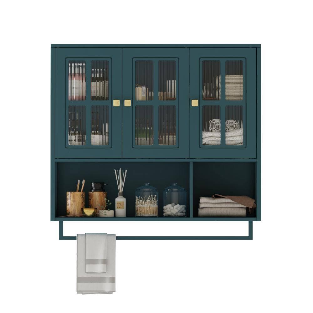 COWLOWN 34.65 in. W x 10.24 in. D x 32.48 in. H Bathroom Storage Wall Cabinet in Green (1)