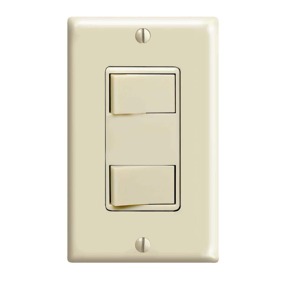 Leviton 15 Amp Commercial Grade Combination Two Single Pole Rocker Switches, Ivory 1754-I (1)