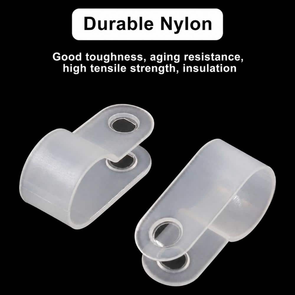 Unbranded 50-Piece 3/8 in Nylon Rope Light P-Style Cable Clips with M4x16 Screws for Securing Wires, Cords (3)