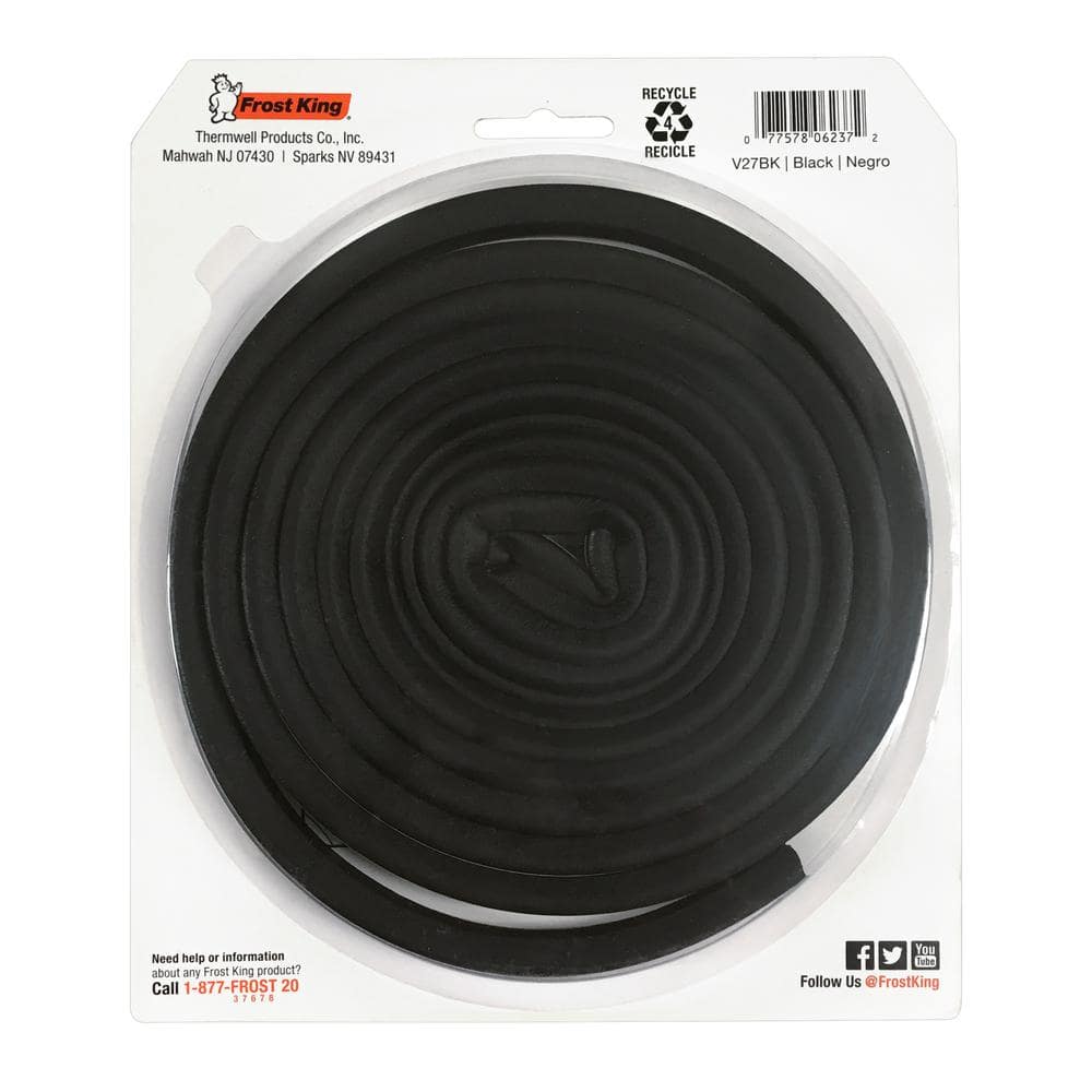 Frost King E/O 9/16 in. x 5/16 in. x 10 ft. Black EPDM Cellular Rubber Weather-Strip Tape Cushioned Ribbed (3)