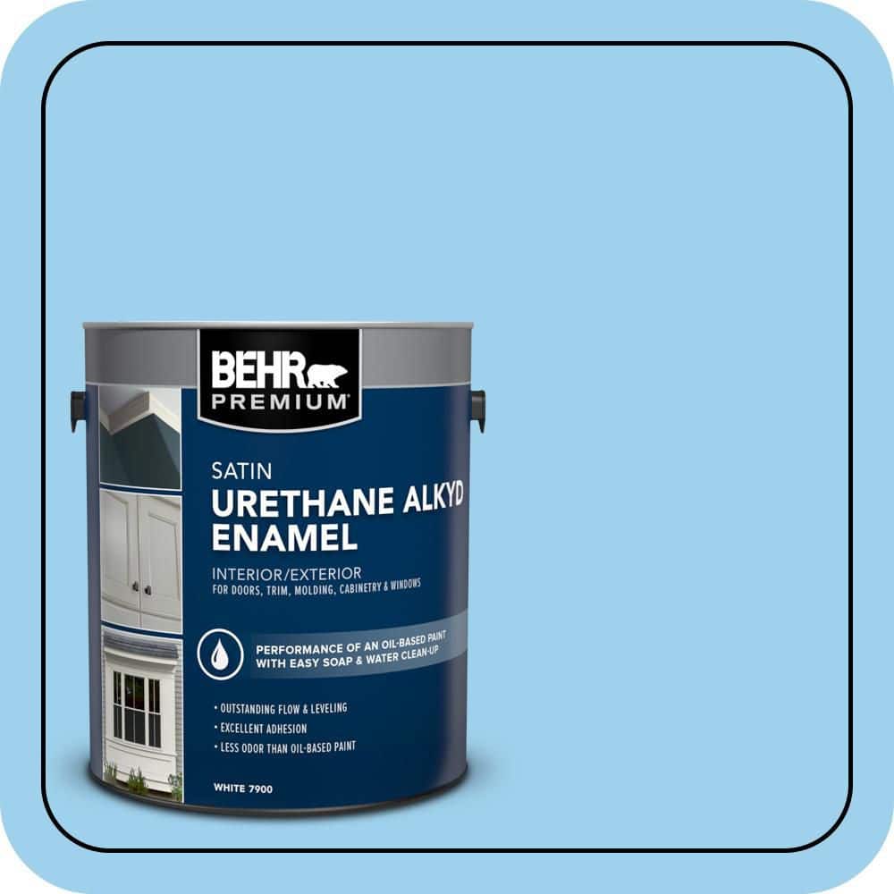 BEHR PREMIUM 1 gal. #P500-3 Spa Blue Urethane Alkyd Satin Enamel Interior/Exterior Paint