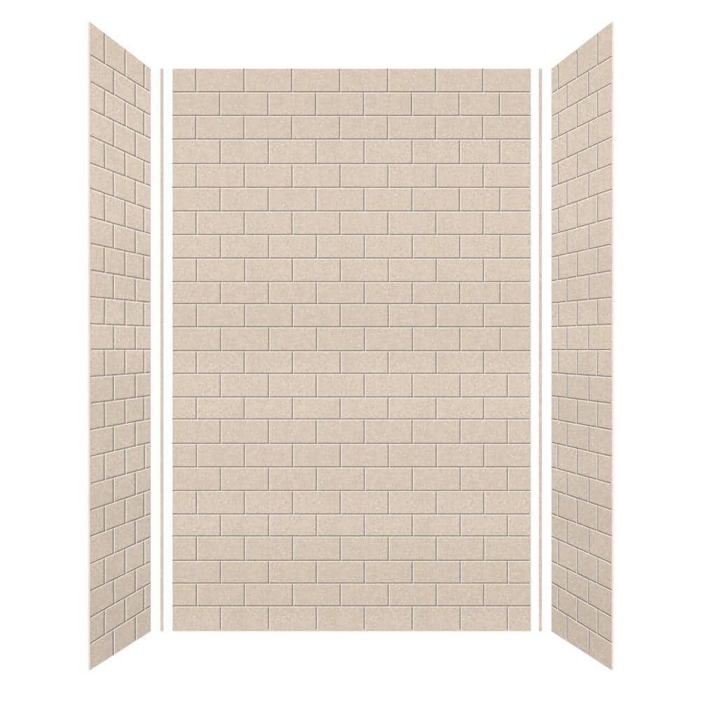 Transolid SaraMar 36 in. x 60 in. x 96 in. 3-Piece Easy Up Adhesive Alcove Shower Wall Surround in Cashew (2)