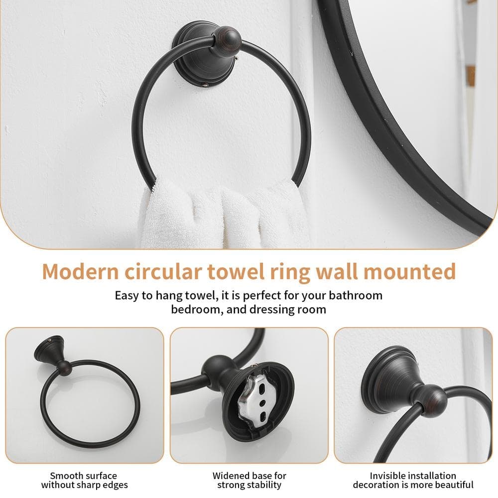 BWE Traditional Wall Mounted Towel Ring Bathroom Accessories Hardware in Oil Rubbed Bronze (2)