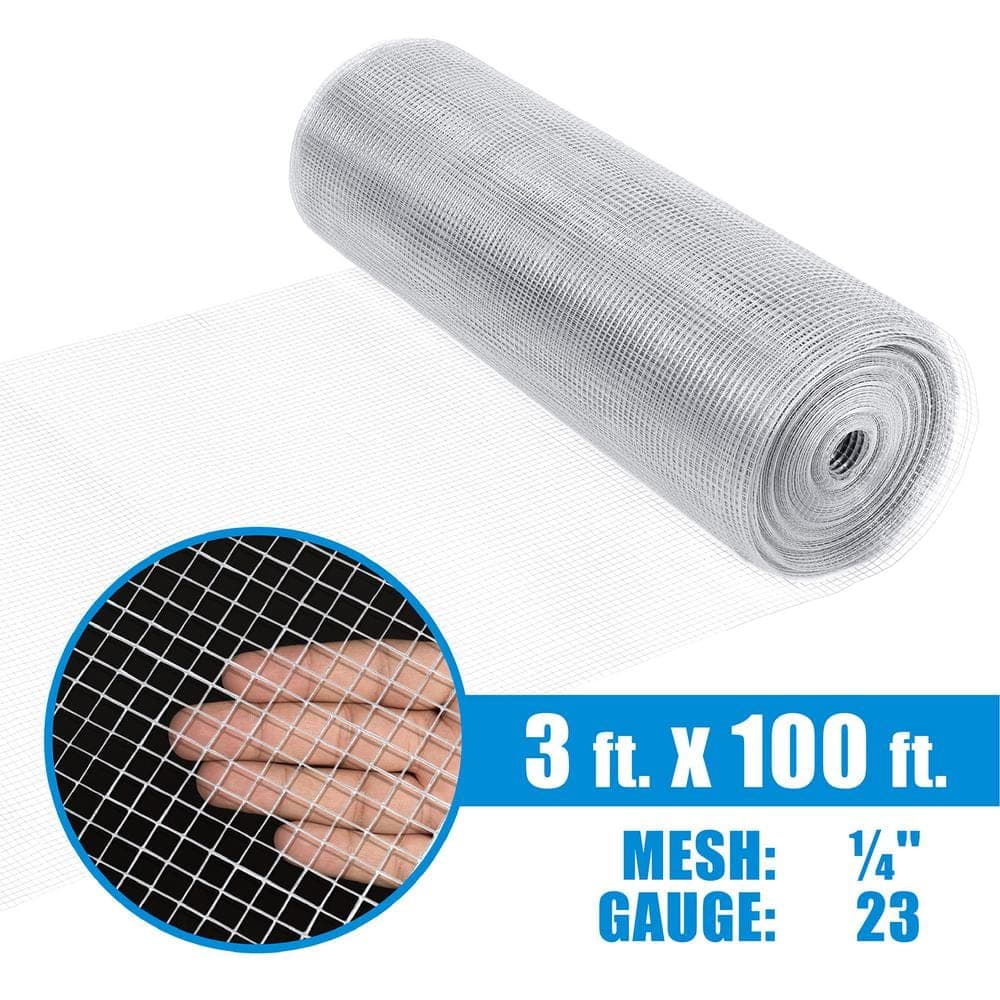 Fencer Wire 1/4 in. 3 ft. 23-Gauge Hardware Cloth, Hot-Dip Galvanized After Welding, Heavy-Duty Welding Fencing (2)