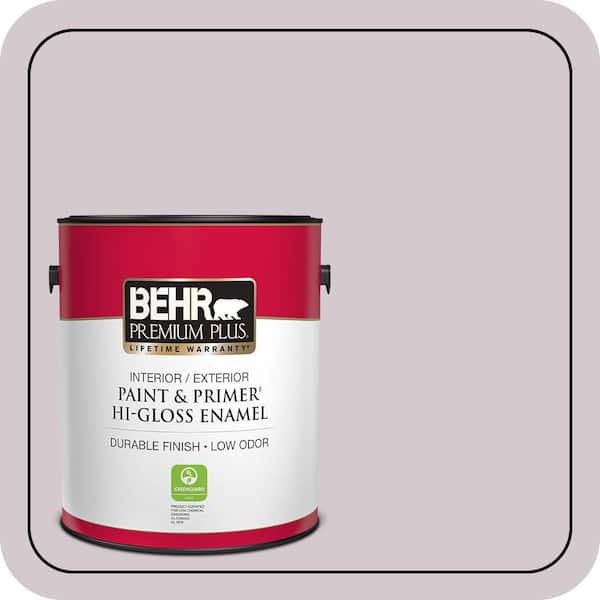 BEHR PREMIUM PLUS 1 gal. #N110-1 Dusty Lilac Hi-Gloss Enamel Interior/Exterior Paint & Primer (2)
