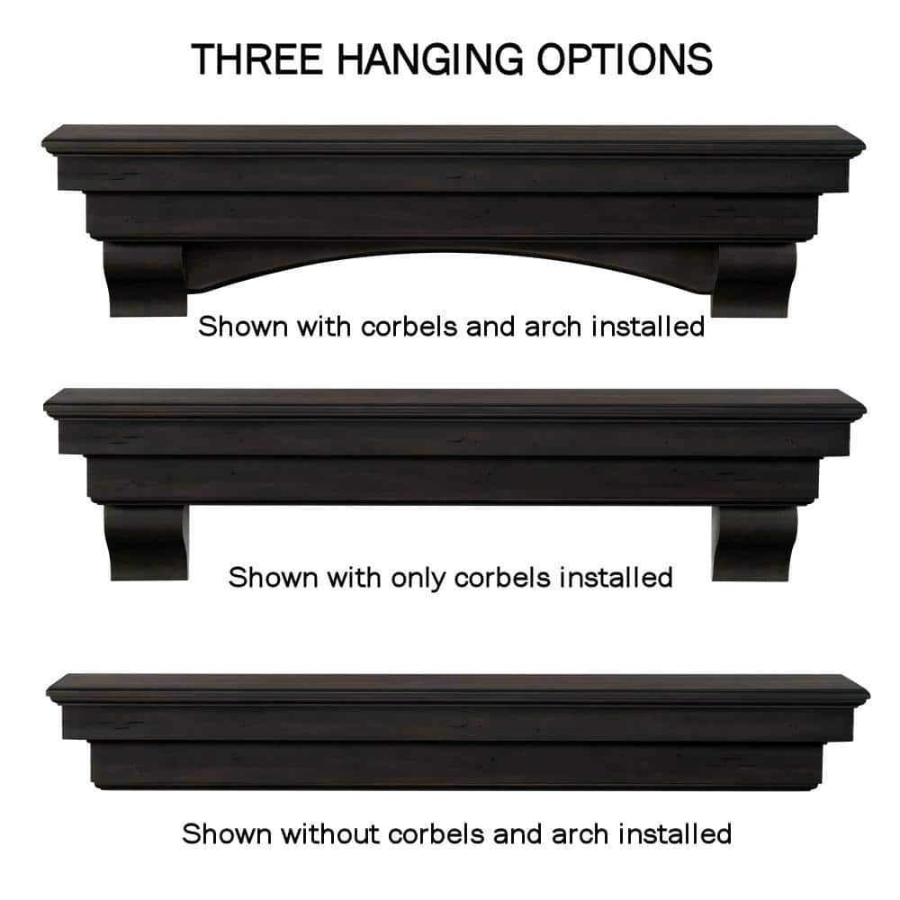 Pearl Mantels 5 ft. Dark Roast Finish Cap-Shelf Mantel (3)