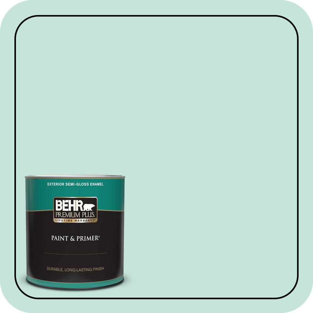 BEHR PREMIUM PLUS 1 qt. #MQ3-19 Misty Isle Semi-Gloss Enamel Exterior Paint & Primer